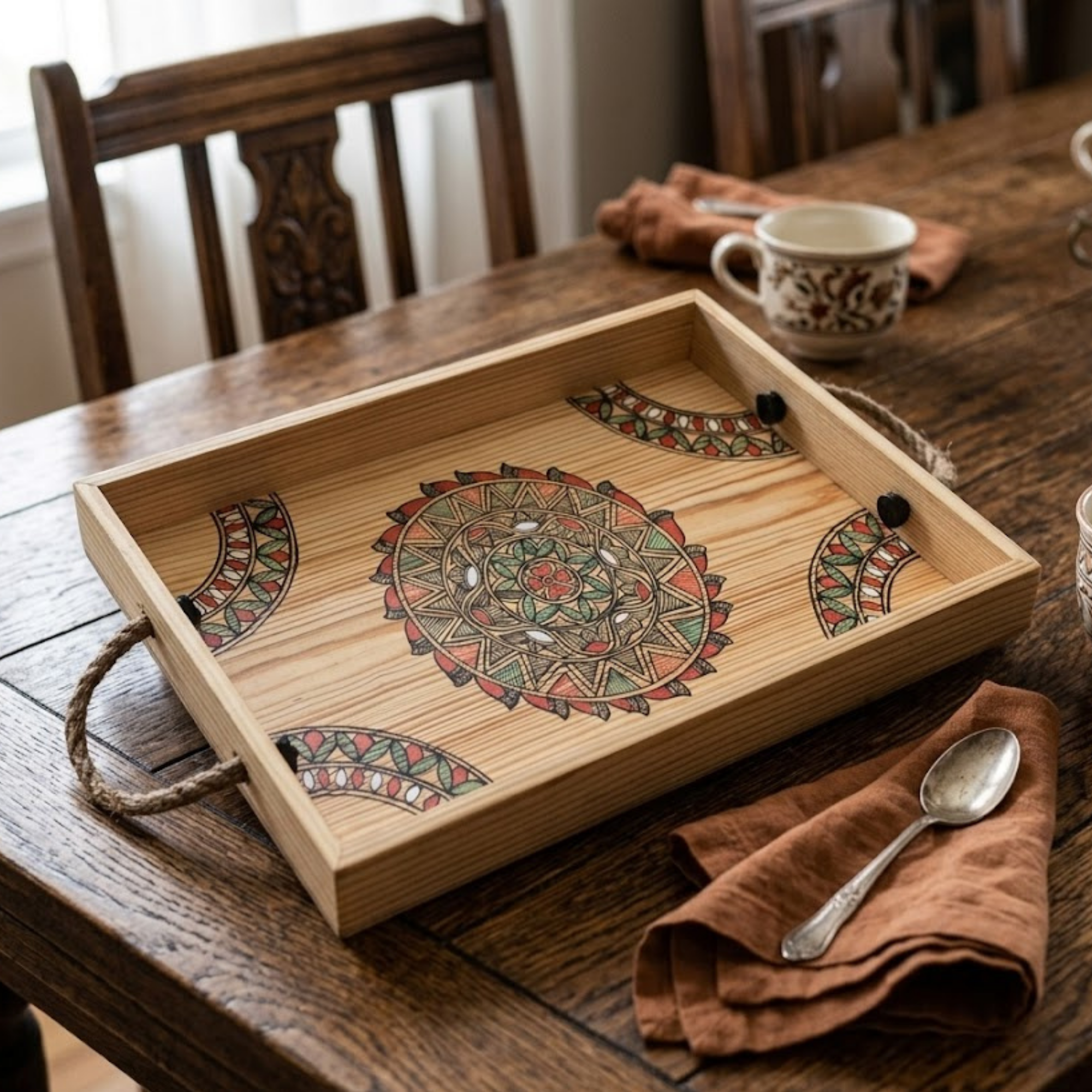 Original hand Painted serving Tray( pine wood) #3