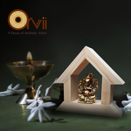 Lord Ganesha Idol in Wooden Stand #1