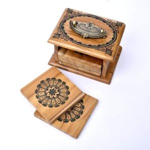 Square Royal Wooden Coaster Set