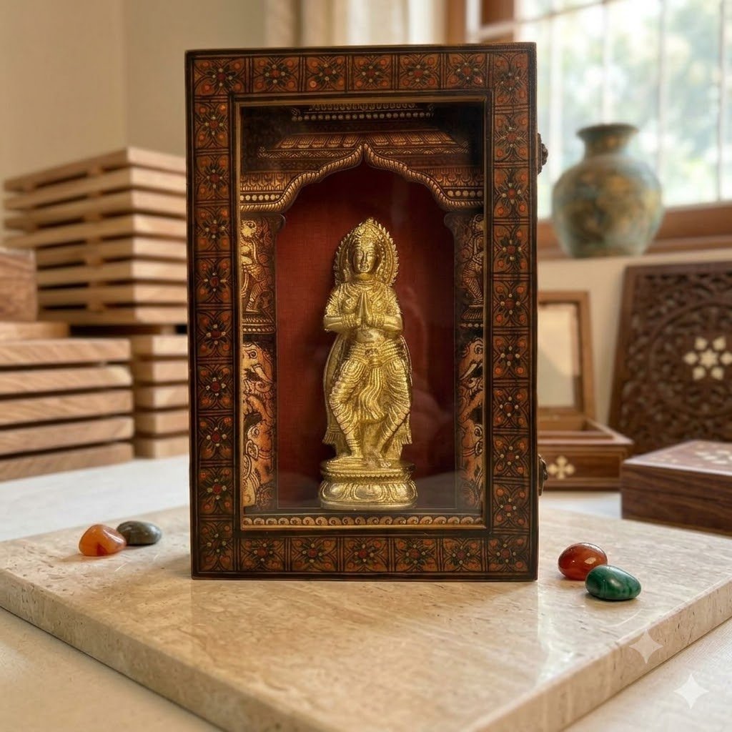 Handicraft Brass Made Apsara or Nartaki box Memento