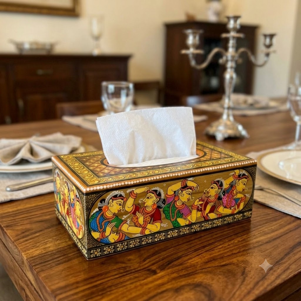 Hand Painted Pattachitra Tissue Box
