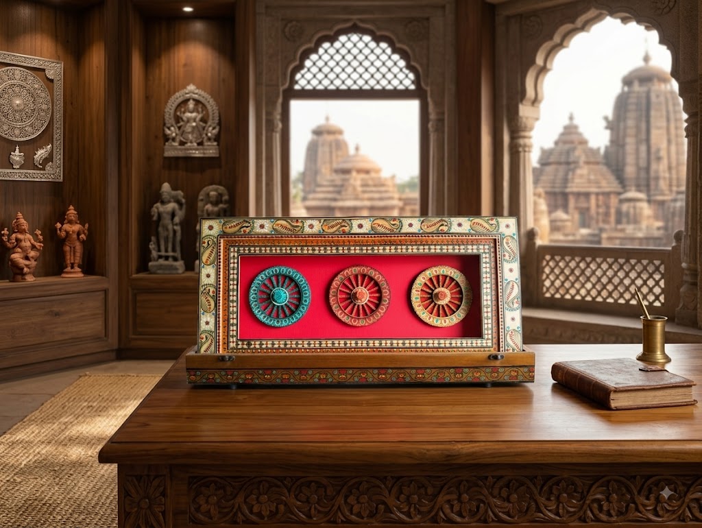 Teak Wood Jagannath Ratha Wheel Box Memento