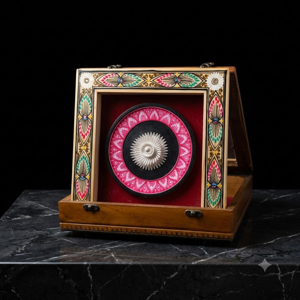 Silver Flower Wooden Box Memento (small)