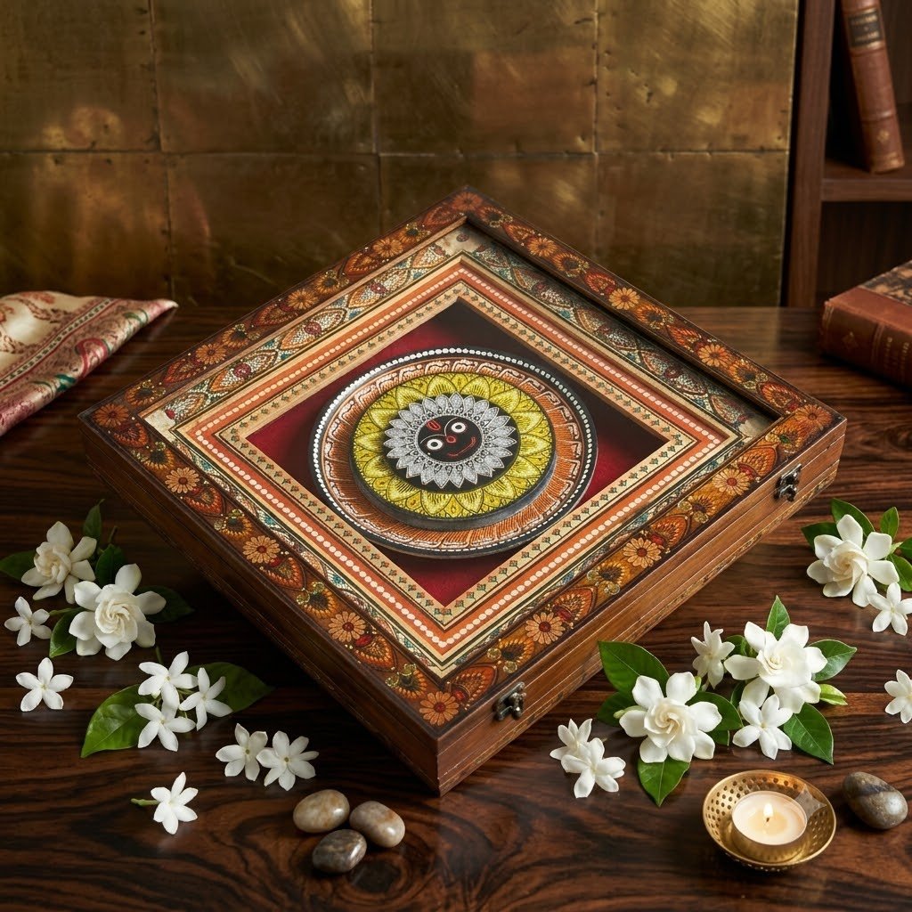 Silver Jagannath face Box Memento
