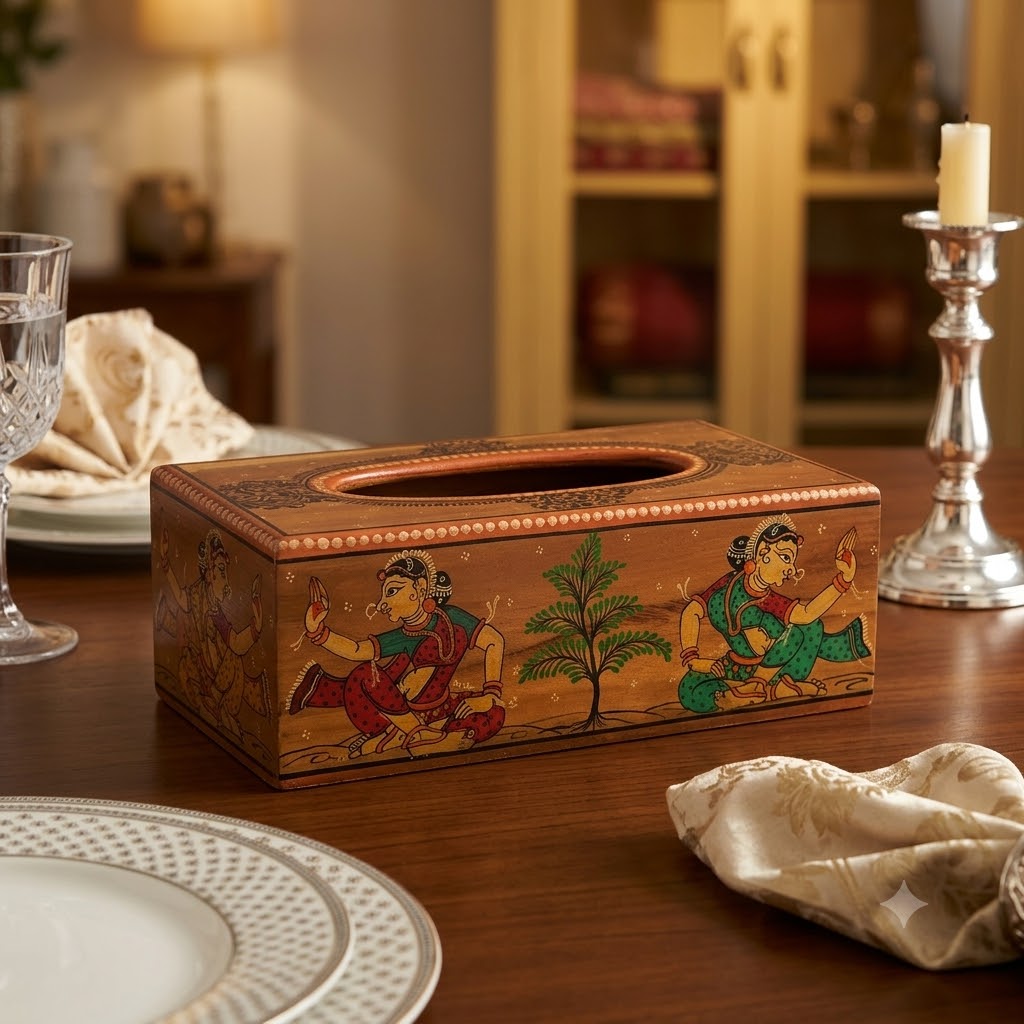 Hand Painted Pattachitra Tissue Box
