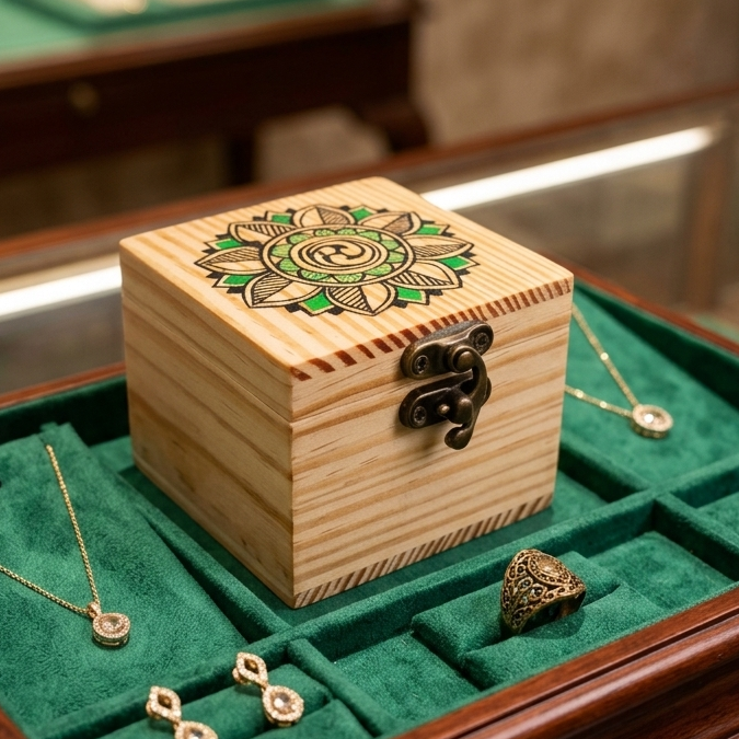 Pine wood Jewellery box