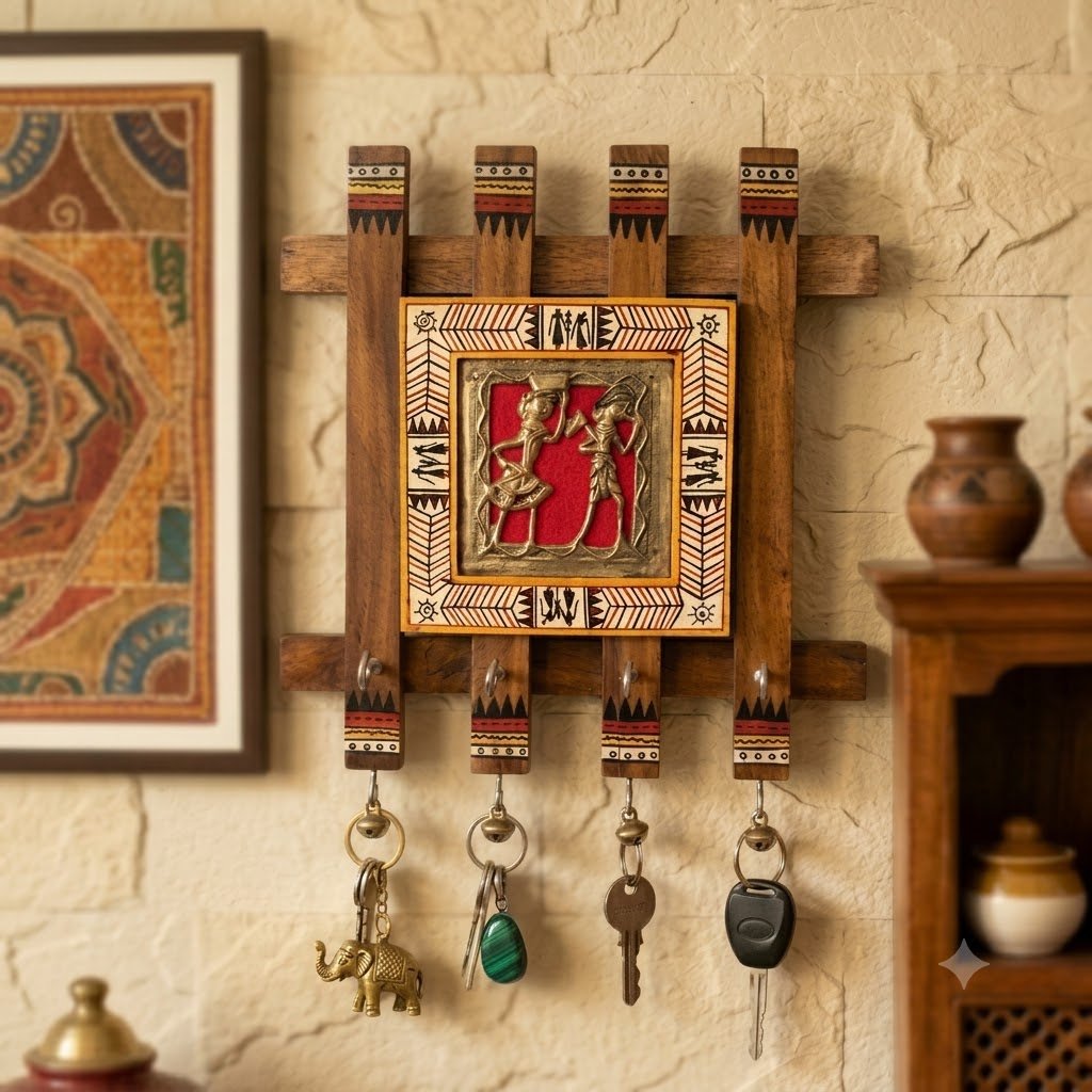 Premium Teak Wooden Key Chain Wall Hanging